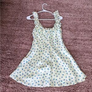 Zara Cream and Blue Patterned Dress